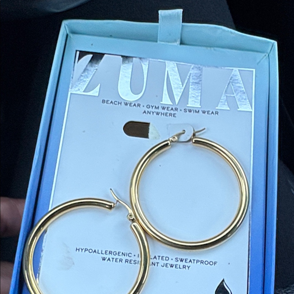Zuma Beach Wear Hypoallergenic water resistant Gold Hoop Earrings